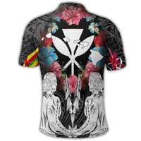 Hawaii Map Kanaka Two Men Holding Flag Polo Shirt - Polynesian Pride