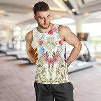 Hawaii Map Kanaka Two Men Holding Flag Tank Top Beige - AH - Polynesian Pride