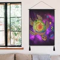 Hawaii Map Turtle Galaxy Hanging Poster - AH - Purple - Polynesian Pride