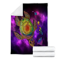 Hawaii Map Turtle Galaxy Premium Blankets - AH - Purple - Polynesian Pride