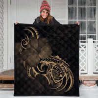 Hawaii Map Turtle Hibiscus Divise Polynesian Premium Quilts Gold - AH - Polynesian Pride