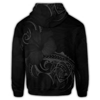 Hawaiian Map Turtle Hibiscus Divise Polynesian Hoodie Gray - Polynesian Pride