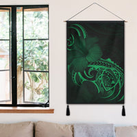 Hawaii Map Turtle Hibiscus Divise Polynesian Hanging Poster Green - AH - Polynesian Pride