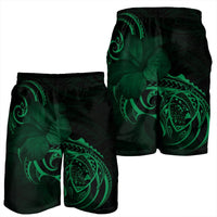 Hawaii Map Turtle Hibiscus Divise Polynesian Men's Shorts Green - AH - Polynesian Pride