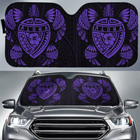 Hawaii Map Turtle Ohana Hibiscus Kakau Polynesian Car Sun Shade Auto Sun Shade Universal Fit Purple - Polynesian Pride