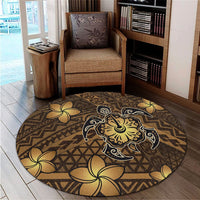 Hawaii Mix Polynesian Turtle Plumeria Round Carpet - AH - Nick Style - Brown - Polynesian Pride