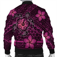 Hawaii Mix Polynesian Turtle Plumeria Bomber Jacket - AH - Nick Style - Pink - Polynesian Pride