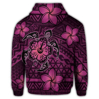 Hawaiian Mix Polynesian Turtle Plumeria Hoodie Nick Style Pink - Polynesian Pride
