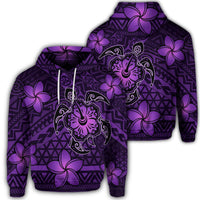 Hawaiian Mix Polynesian Turtle Plumeria Hoodie Nick Style Purple Unisex Art - Polynesian Pride