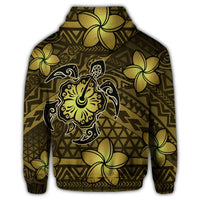 Hawaiian Mix Polynesian Turtle Plumeria Hoodie Nick Style Yellow - Polynesian Pride