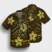 Hawaii Mix Polynesian Turtle Plumeria Hawaiian Shirt - AH - Nick Style - Yellow - Polynesian Pride