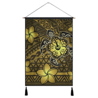 Hawaii Mix Polynesian Turtle Plumeria Hanging Poster - AH - Nick Style - Yellow Hanging Poster Cotton And Linen - Polynesian Pride
