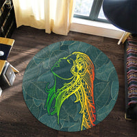 Hawaii Monstera Kalo Hula Girl Kanaka Maoli Round Carpet - AH - Polynesian Pride