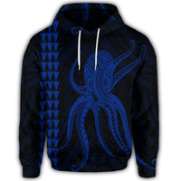 Hawaiian Octopus KaKau Polynesian Hoodie Blue - Polynesian Pride