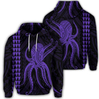 Hawaiian Octopus KaKau Polynesian Hoodie Purple Unisex Art - Polynesian Pride
