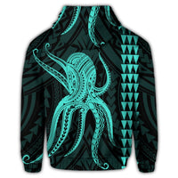 Hawaiian Octopus KaKau Polynesian Hoodie Turquoise - Polynesian Pride