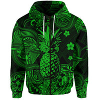 Custom Hawaii Pineapple Polynesian Zip Hoodie Unique Style Green LT8 - Polynesian Pride