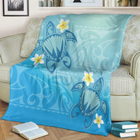 Hawaii Plumeria Deep Blue Turtle Premium Blankets - AH - Polynesian Pride