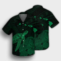 Hawaii Polynesian Hibiscus Turtle Map Hawaiian Shirt Green - AH - Polynesian Pride
