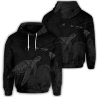 Hawaiian Polynesian Hibiscus Turtle Map Hoodie Grey Unisex Art - Polynesian Pride