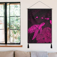 Hawaii Polynesian Hibiscus Turtle Map Hanging Poster Pink - AH - Polynesian Pride