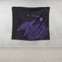 Hawaii Polynesian Hibiscus Turtle Map Tapestry Purple - AH - Polynesian Pride