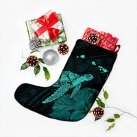 Hawaii Polynesian Hibiscus Turtle Map Christmas Stocking Turquoise - AH - Polynesian Pride