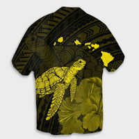 Hawaii Polynesian Hibiscus Turtle Map Hawaiian Shirt Yellow - AH - Polynesian Pride