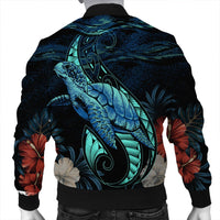 Hawaii Polynesian Honu Sea Hibiscus Bomber Jacket - AH - Polynesian Pride