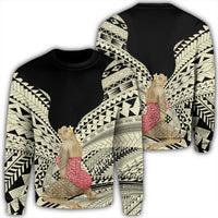 Hawaii Polynesian Hula Girl Wearing Plumeria Sweatshirt - AH Unisex Black - Polynesian Pride