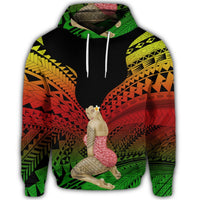 Hawaiian Polynesian Hula Girl Wearing Plumeria Hoodie Reggae - Polynesian Pride