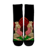 Hawaii Polynesian Hula Girl Wearing Plumeria Crew Socks Reggae - AH - Polynesian Pride