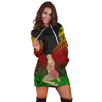 Hawaii Polynesian Hula Girl Wearing Plumeria Hoodie Dress Reggae - AH - Polynesian Pride