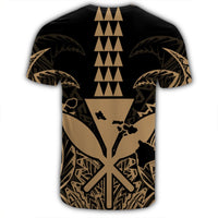 Hawaii Polynesian Kanaka Kakau T Shirt Alan Style Gold - Polynesian Pride