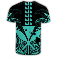 Hawaii Polynesian Kanaka Kakau T Shirt Alan Style Turquoise - Polynesian Pride