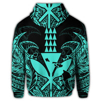 Hawaiian Polynesian Kanaka Kakau Hoodie Alan Style Turquoise - Polynesian Pride