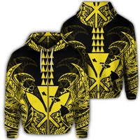 Hawaii Polynesian Zip Hoodie Kanaka Kakau Alan Style Yellow Unisex Art - Polynesian Pride