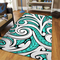 Hawaii Polynesian Maori Ethnic Ornament Turquoise Area Rug - AH - Polynesian Pride