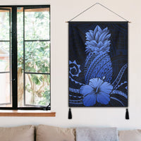 Hawaii Polynesian Pineapple Hibiscus Hanging Poster - Blue - AH - Polynesian Pride