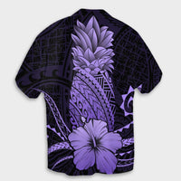 Hawaii Polynesian Pineapple Hibiscus Hawaiian Shirt - Purple - AH - Polynesian Pride
