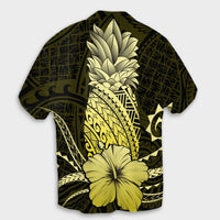 Hawaii Polynesian Pineapple Hibiscus Hawaiian Shirt - Yellow - AH - Polynesian Pride