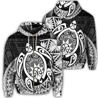 Hawaii Polynesian Turtle Zip Hoodie White Unisex Art - Polynesian Pride