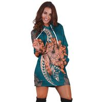 Hawaii Polynesian Turtle Hibiscus Hoodie Dress - AH - Polynesian Pride