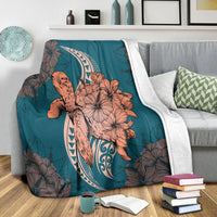 Hawaii Polynesian Turtle Hibiscus Premium Blankets - AH - Polynesian Pride