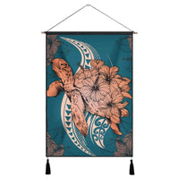 Hawaii Polynesian Turtle Hibiscus Hanging Poster - AH Hanging Poster Cotton And Linen - Polynesian Pride