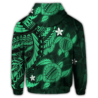 Hawaiian Polynesian Turtle Hibiscus Hoodie Green - Polynesian Pride