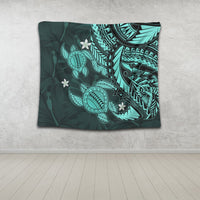 Hawaii Polynesian Turtle Hibiscus Tapestry - Turquoise - AH - Polynesian Pride