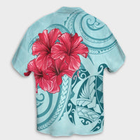 Hawaii Polynesian Turtle Hibiscus Blue Hawaiian Shirt - Bless Style - AH - Polynesian Pride