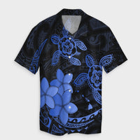 Hawaii Polynesian Turtle Plumeria Hawaiian Shirt - Pog Style Blue - AH Unisex Black - Polynesian Pride