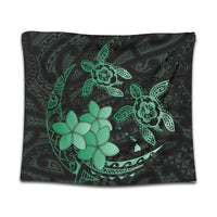 Hawaii Polynesian Turtle Plumeria Tapestry - Pog Style Green - AH Wall Tapestry Black - Polynesian Pride